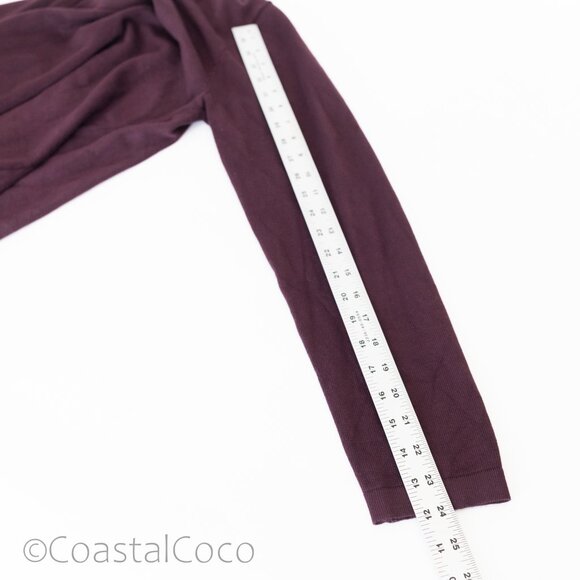 Lulus Literary Lover Plum Burgundy Wrap Sweater Dress L Stretchy Office Comfort - Picture 9 of 10
